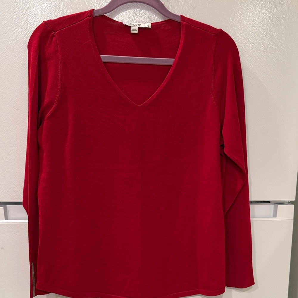 Chico's V-Neck Long Sleeve Top S